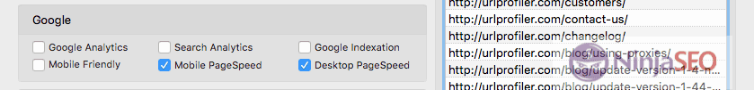 Pagespeed Insights con URL Profiler