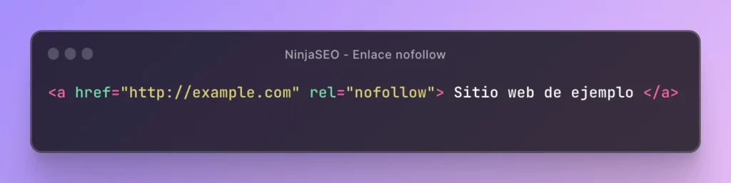Código HTML con atributo nofollow 4