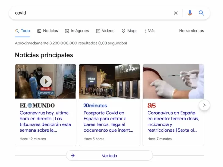 Noticias en los resultados de búsqueda Guia Google NinjaSEO
