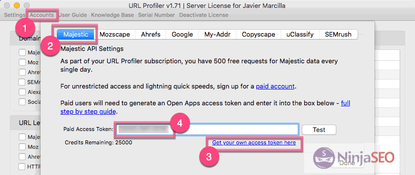 Integración de la API de Majestic con URL Profiler