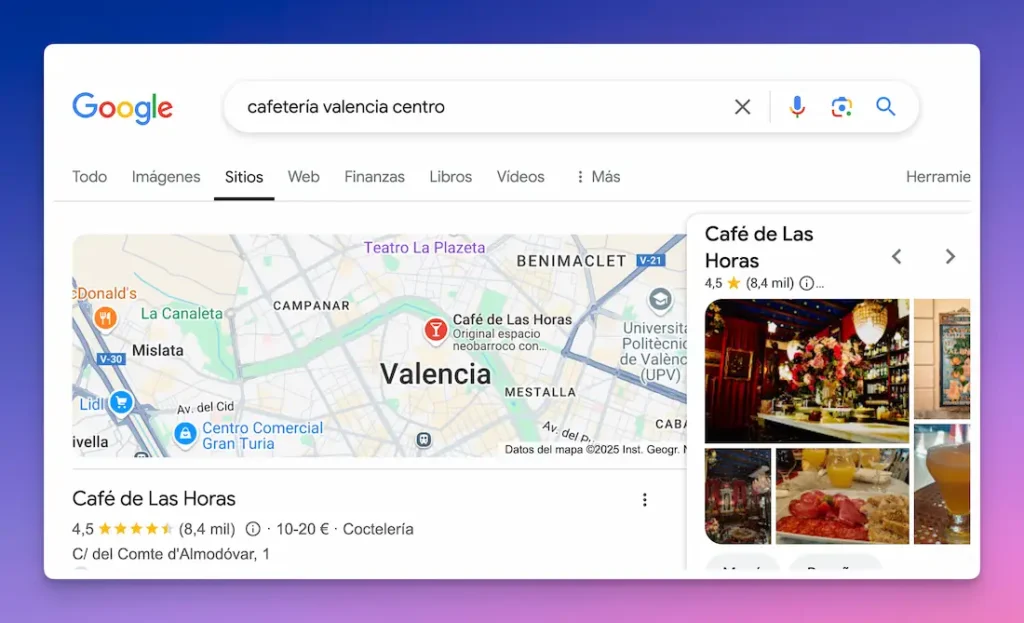 Cafeteria Valencia Google Maps SEO Local